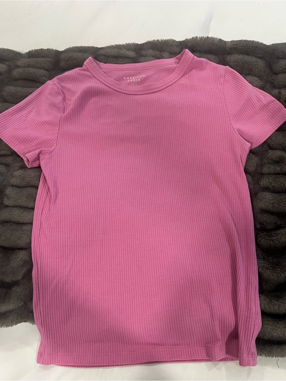 American Eagle Bright Pink Ribbed Tee